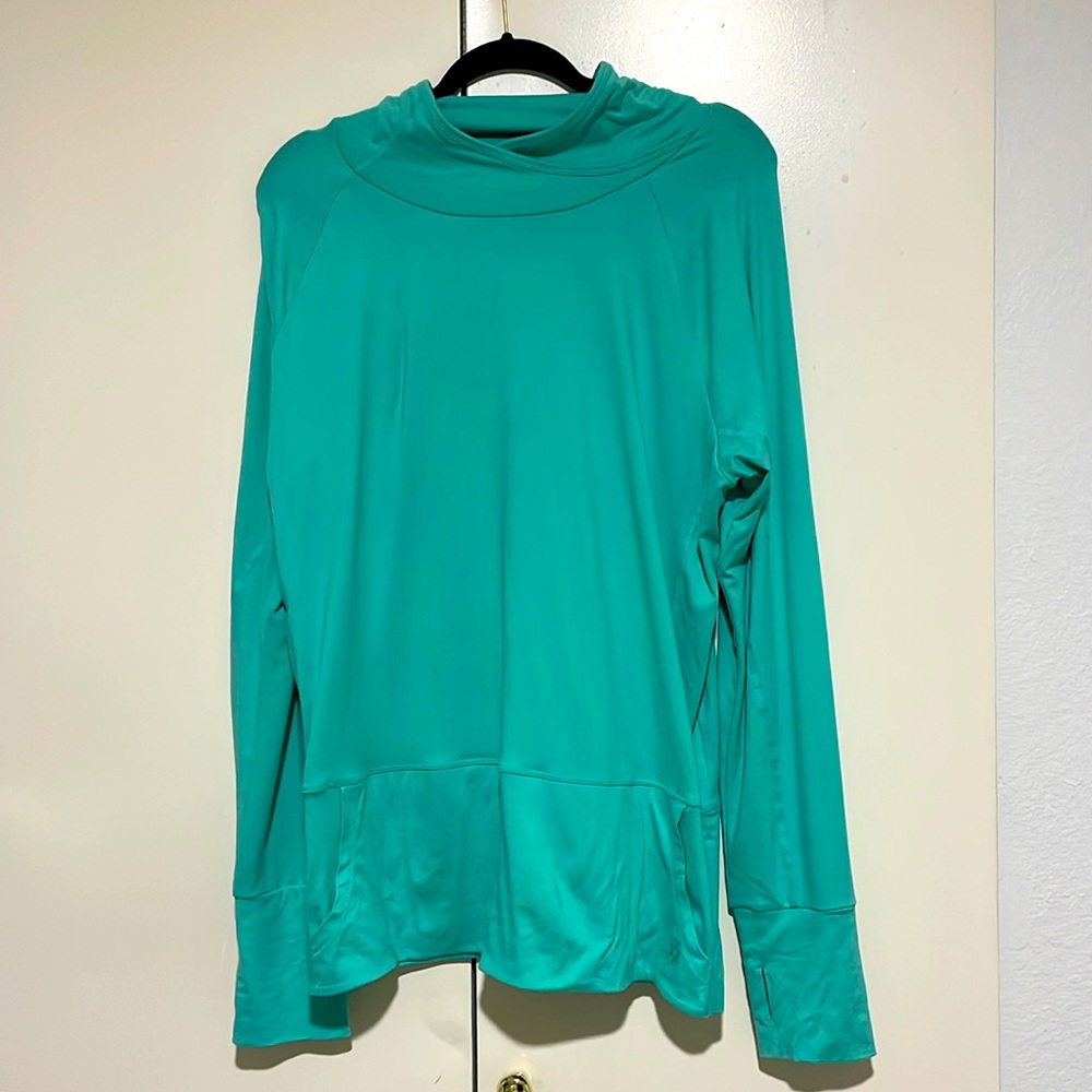 Teal Nine West active long sleeve top with pockets
